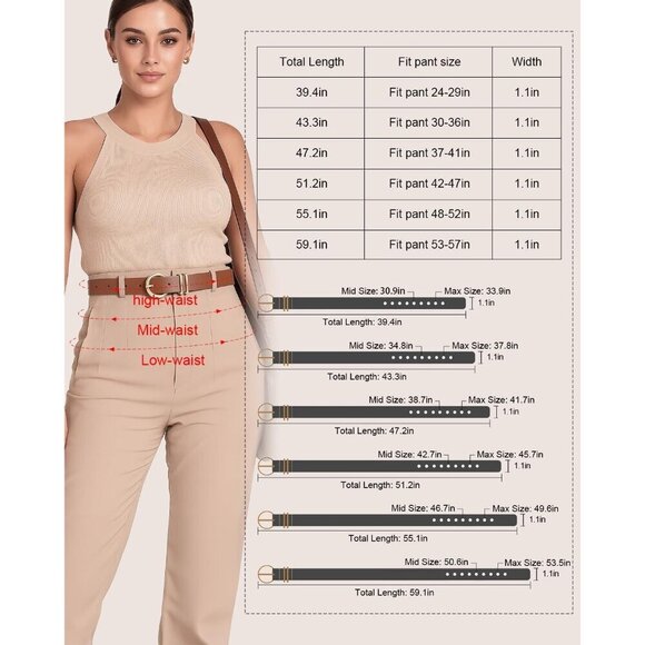 Women Leather Belts 3 Pack Casual Waist Belts for Jeans Dresses Pants main image 5